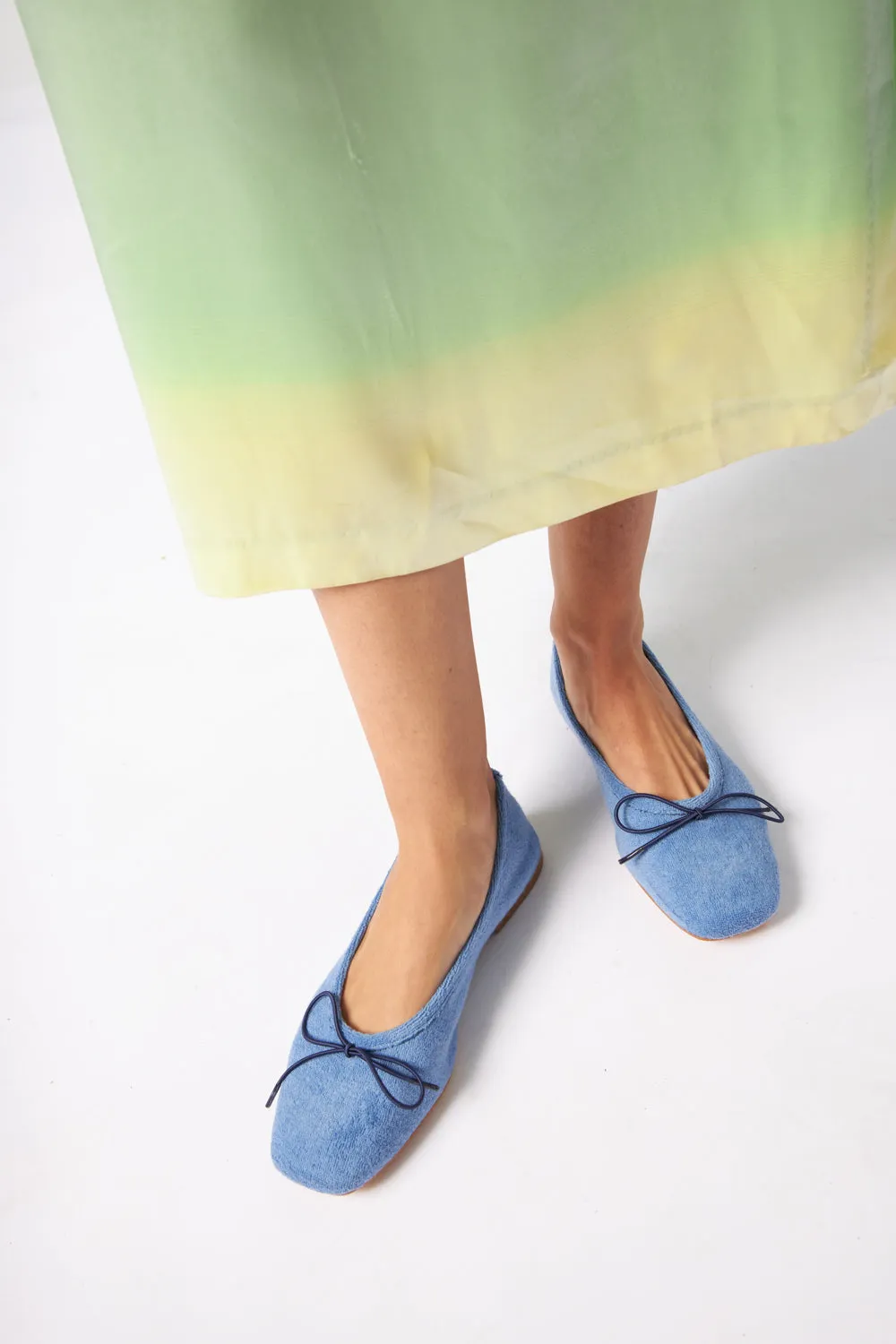 Sienna Ballet Flats in Marine Cotton Terry