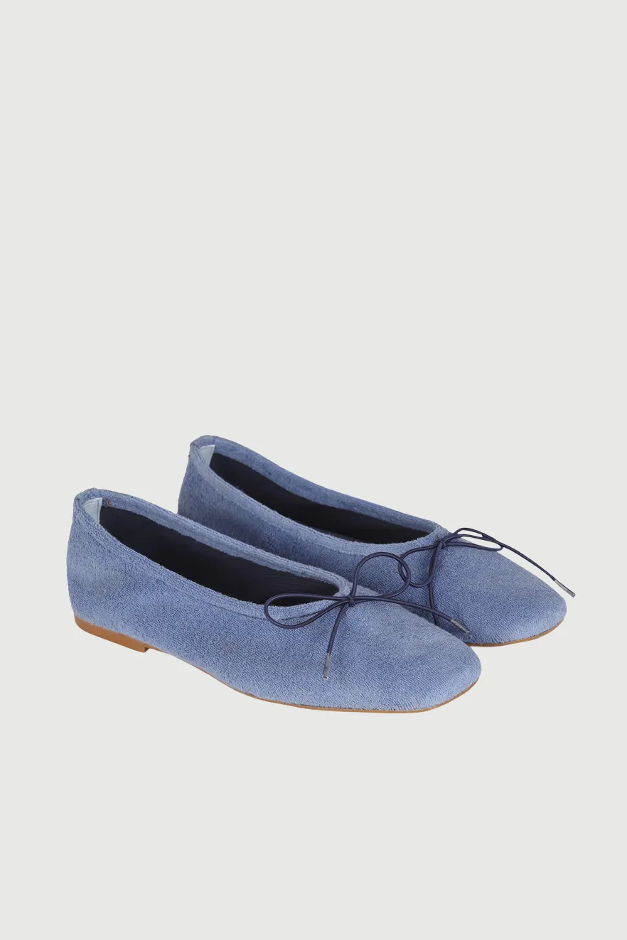 Sienna Ballet Flats in Marine Cotton Terry