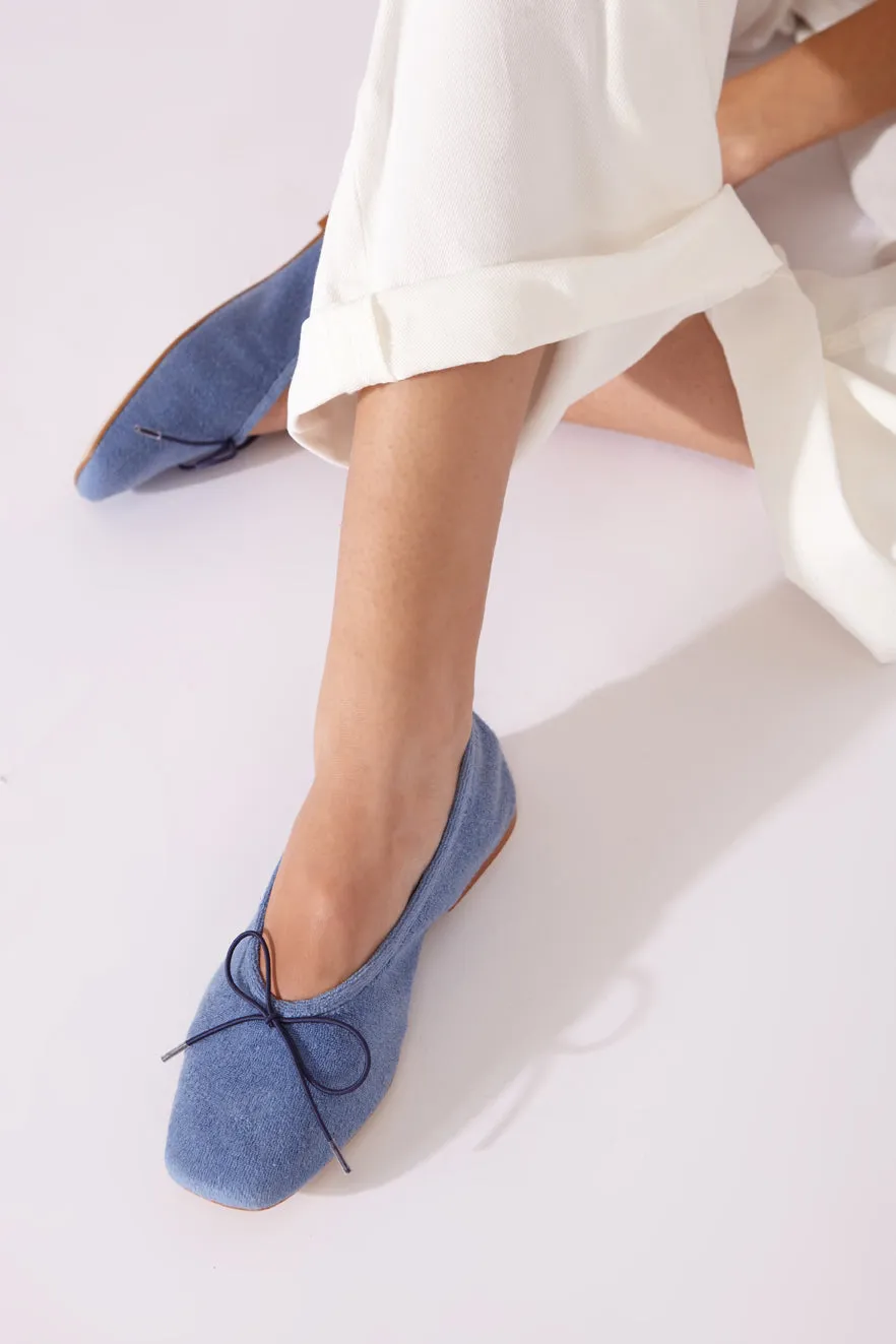 Sienna Ballet Flats in Marine Cotton Terry