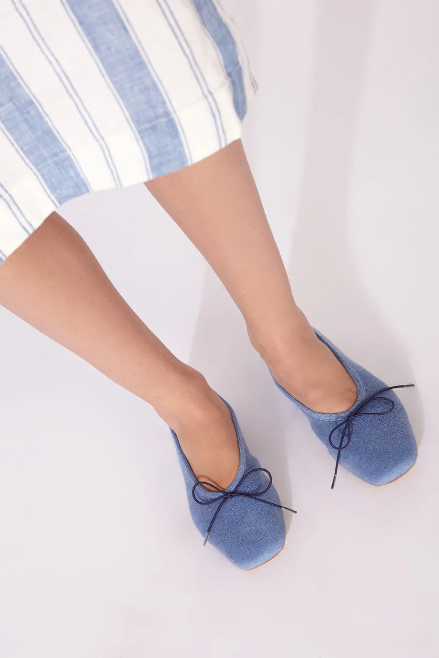 Sienna Ballet Flats in Marine Cotton Terry