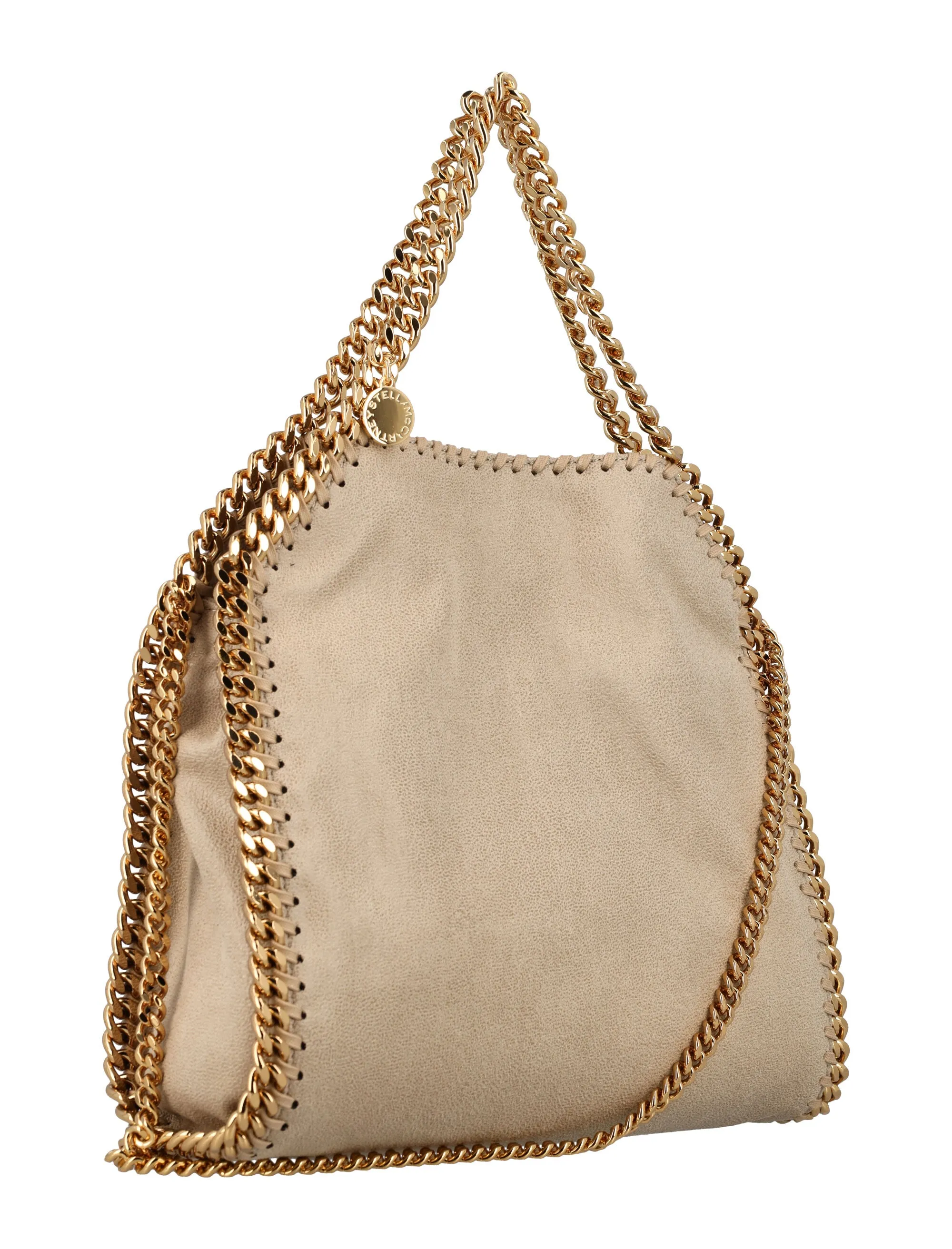 STELLA MCCARTNEY Mini Falabella Tote in Butter Cream with Gold Chain Detail