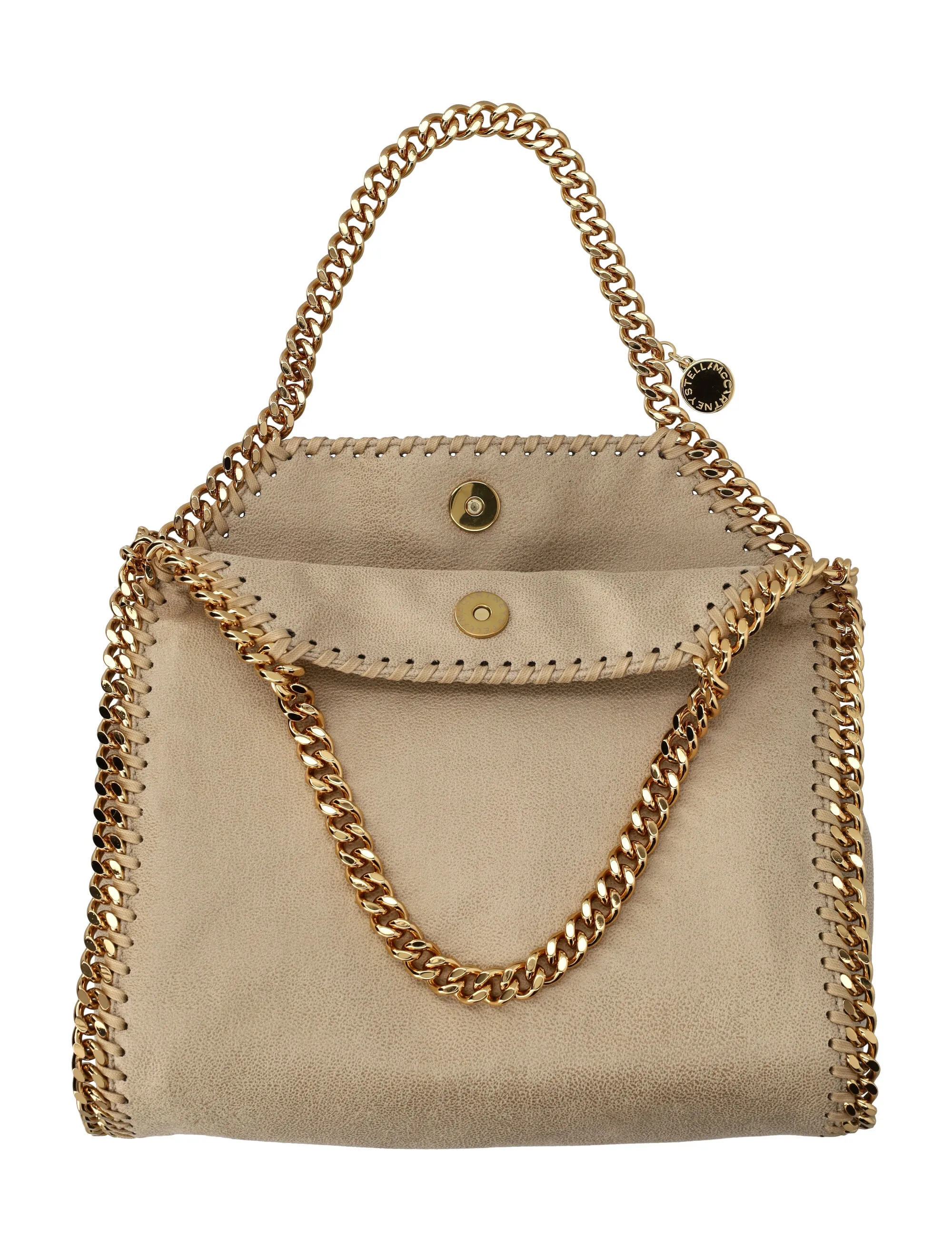 STELLA MCCARTNEY Mini Falabella Tote in Butter Cream with Gold Chain Detail