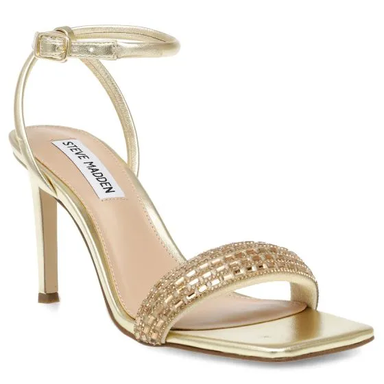 Steve Madden Entice-R Gold Micro Fab + Metallic PU Sandals