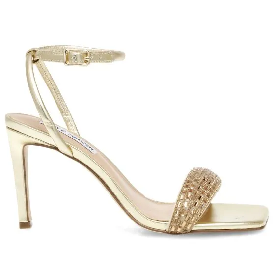 Steve Madden Entice-R Gold Micro Fab + Metallic PU Sandals