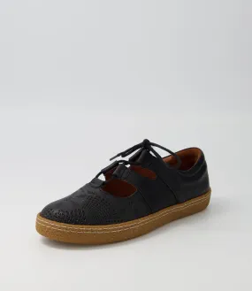 SUPERSOFT Hemillie Black Gum Sole Leather Sneakers