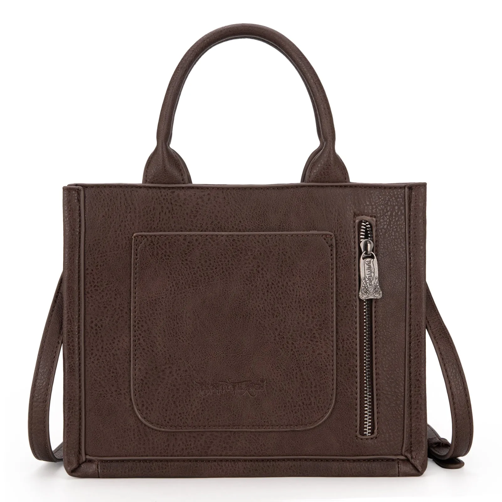 TR178G-8899   Trinity Ranch Hair On Cowhide Floral Tooled Concealed Carry Tote/Crossbody - Coffee