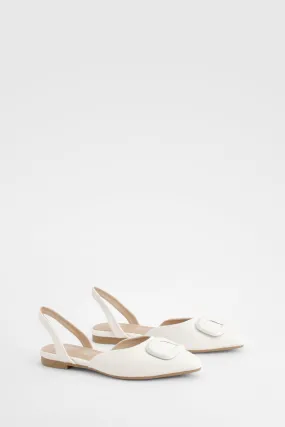 Trim Detail Slingback Pointed Flats