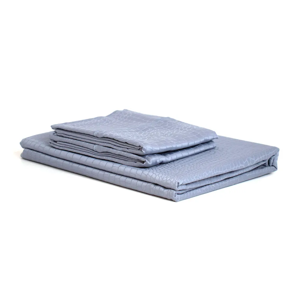 Valeron Crocodile Plain Sheet Set Blue Double