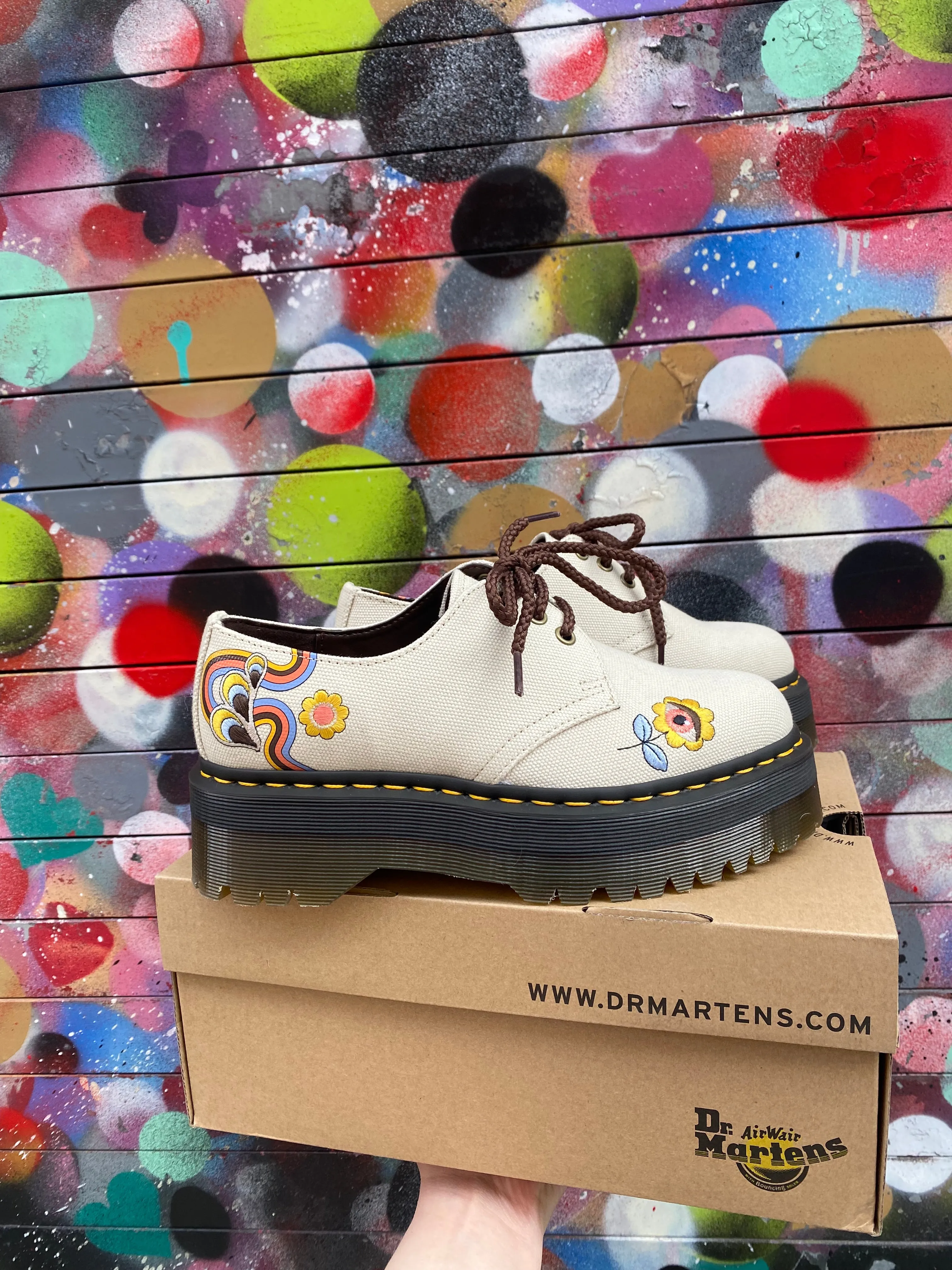 Vegan 1461 Platform Shoe in Retro Canvas from Dr. Martens