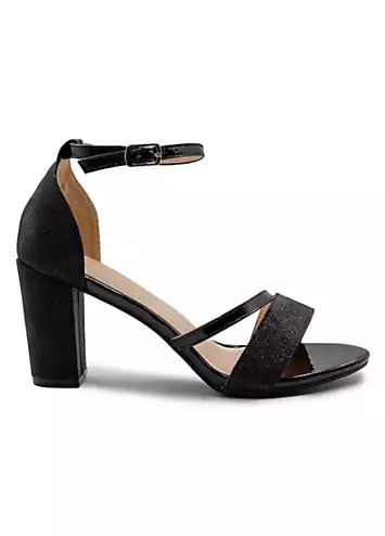 Where’s That From Perla Black Glitter Heeled Sandals | Kaleidoscope