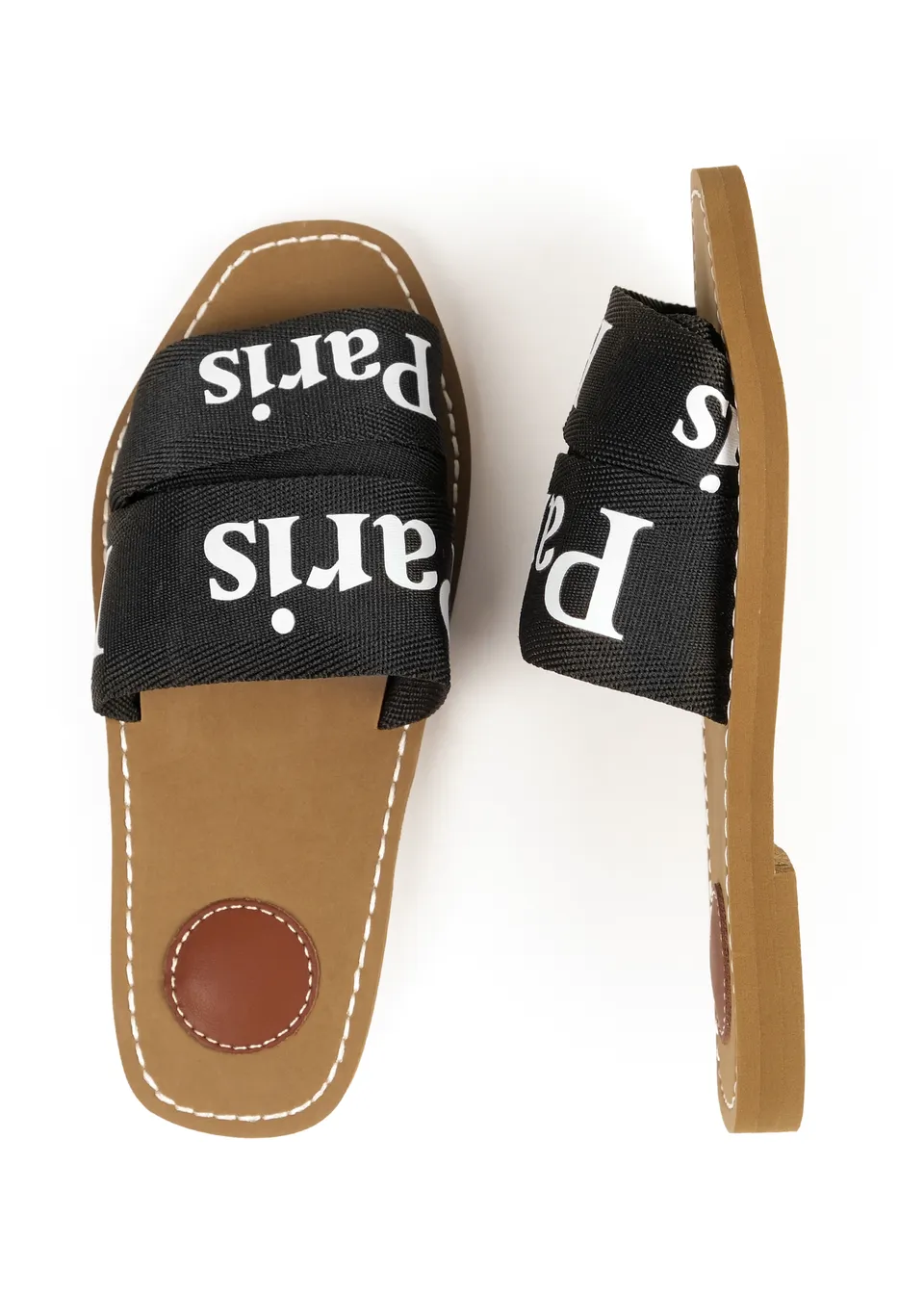 Where's That From Black Pu Cobra Flat Sandals