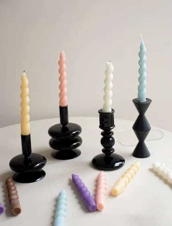 Whimsical Twisty Soy Wax Decorative Candles Set Of 7 Pcs