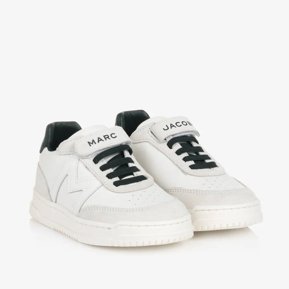 White Leather Velcro Trainers 