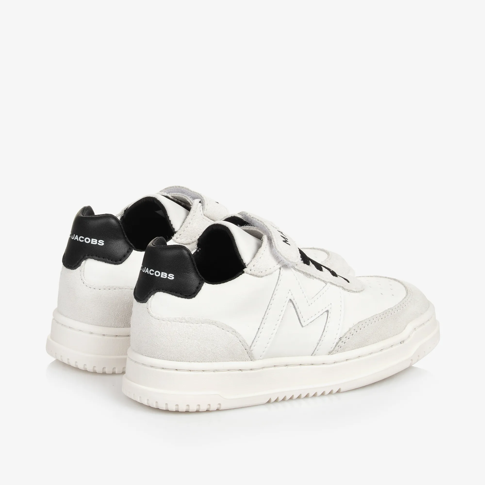 White Leather Velcro Trainers 