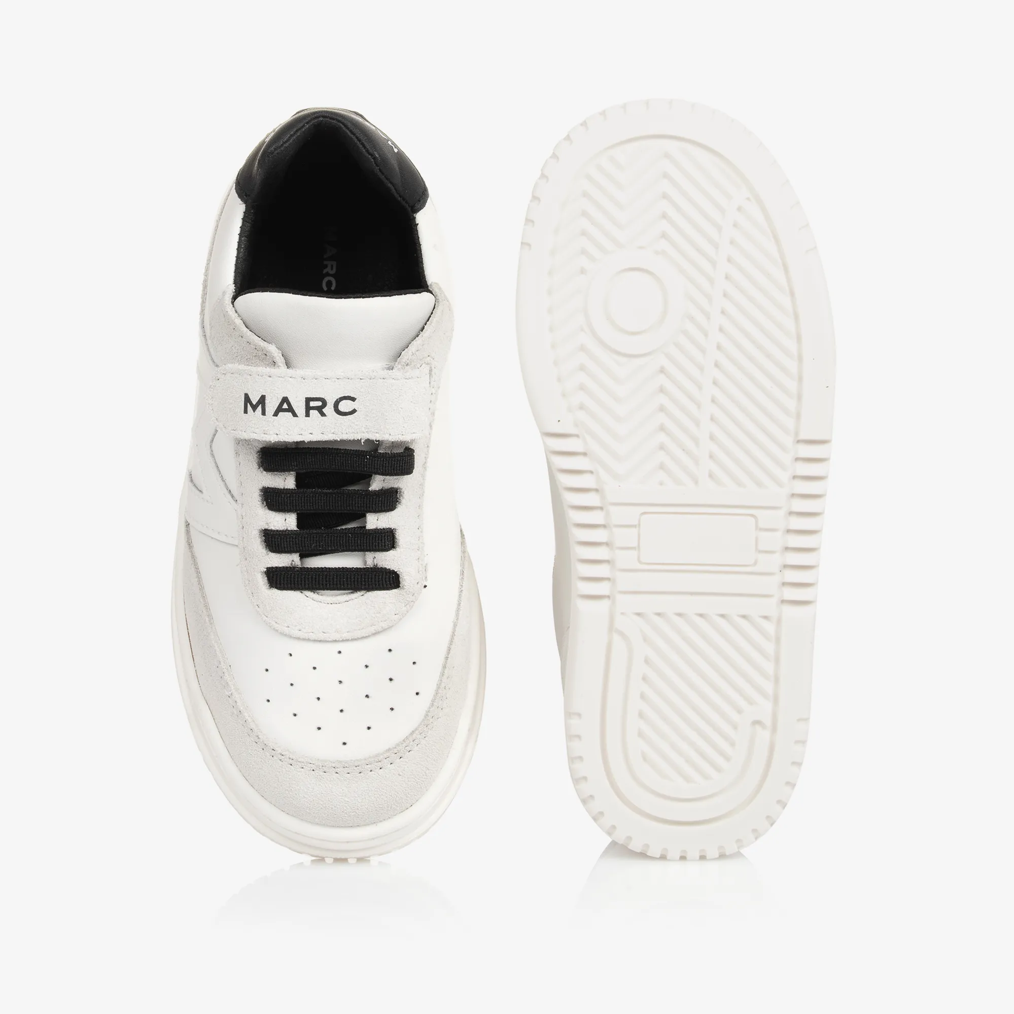 White Leather Velcro Trainers 