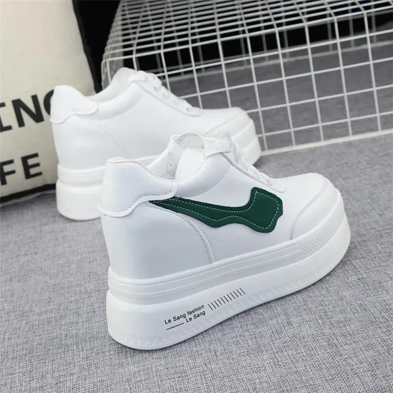 White Platform Wedge Sneakers