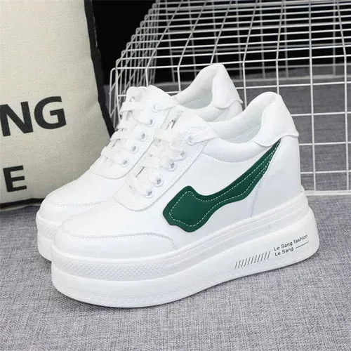 White Platform Wedge Sneakers