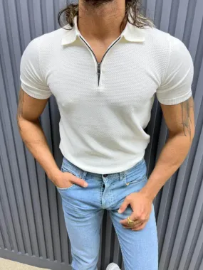 White Polo Neck T-shirt