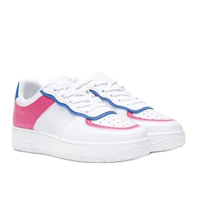 White sneakers with colorful Noyale inserts pink