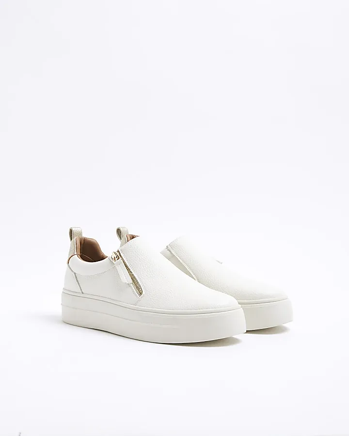 White zip platform trainers