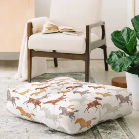 Wild Horses Floor Pouf Pillow Square (DS) DD