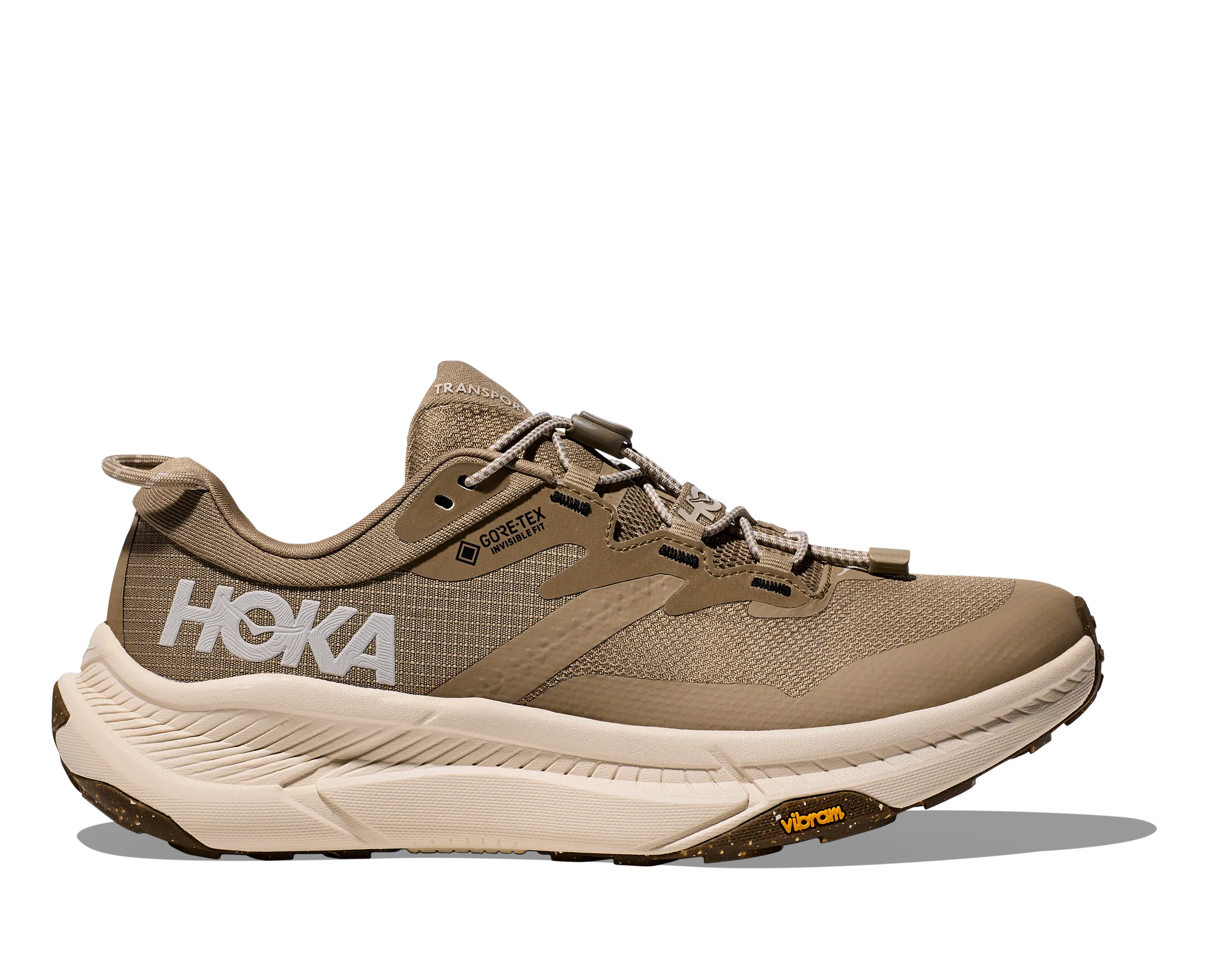 Women's Hoka Transport GTX Color: Dune / Eggnog