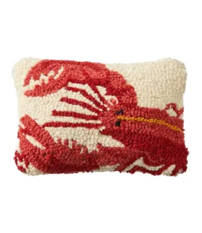 Wool Hooked Throw Pillow, Lobster, 8" x 12"